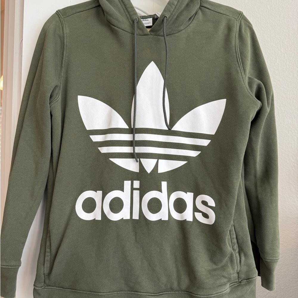 Adidas Olive Hoodie with Classic Logo